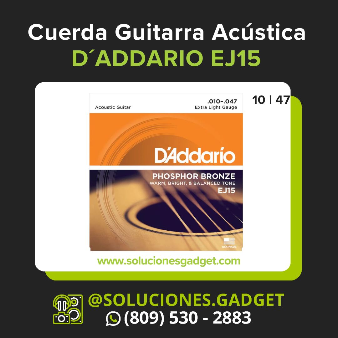 D'Addario EJ15 — Cuerdas de Acero para Guitarra Acústica Extra Light Phosphor Bronze