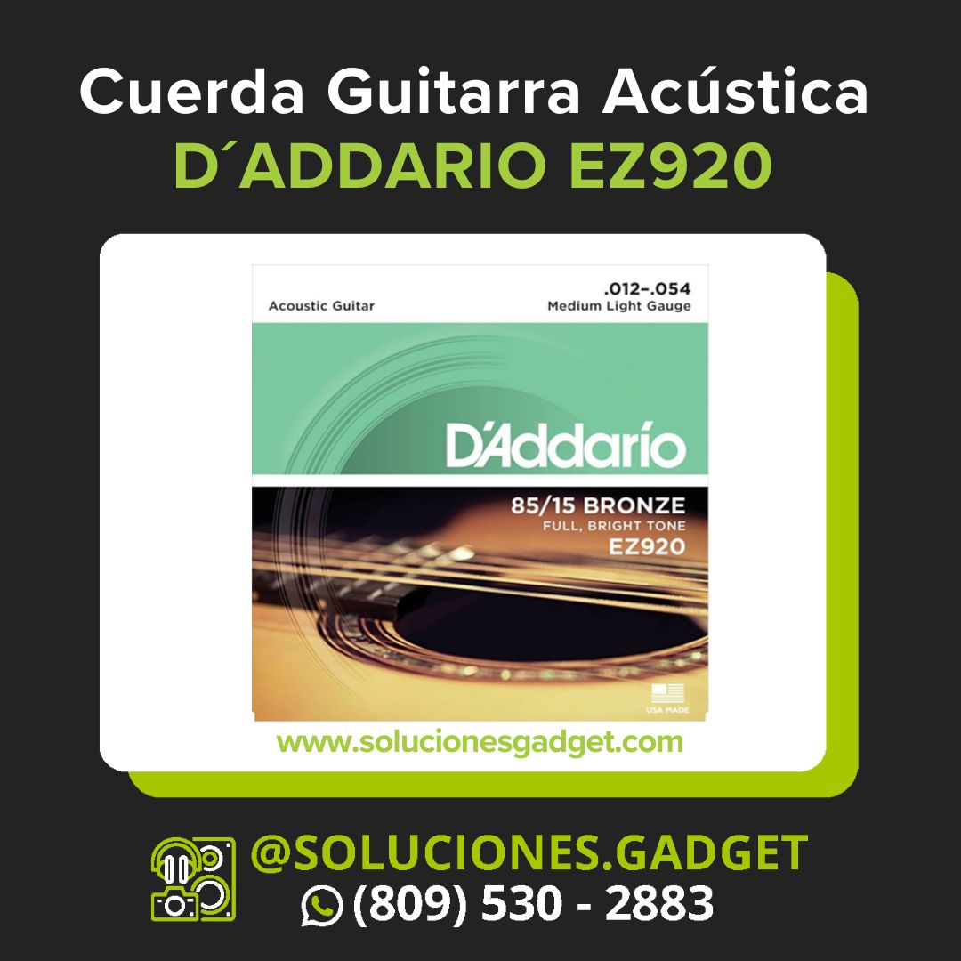 D'Addario EZ920 — Cuerdas de Acero para Guitarra Acústica Medium Light 85/15 Bronze