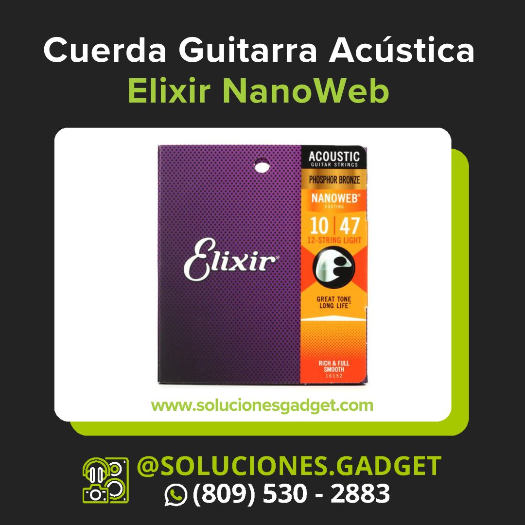 Elixir Nanoweb Phosphor Bronze — Cuerdas Recubiertas Extra Light para Guitarra Acústica