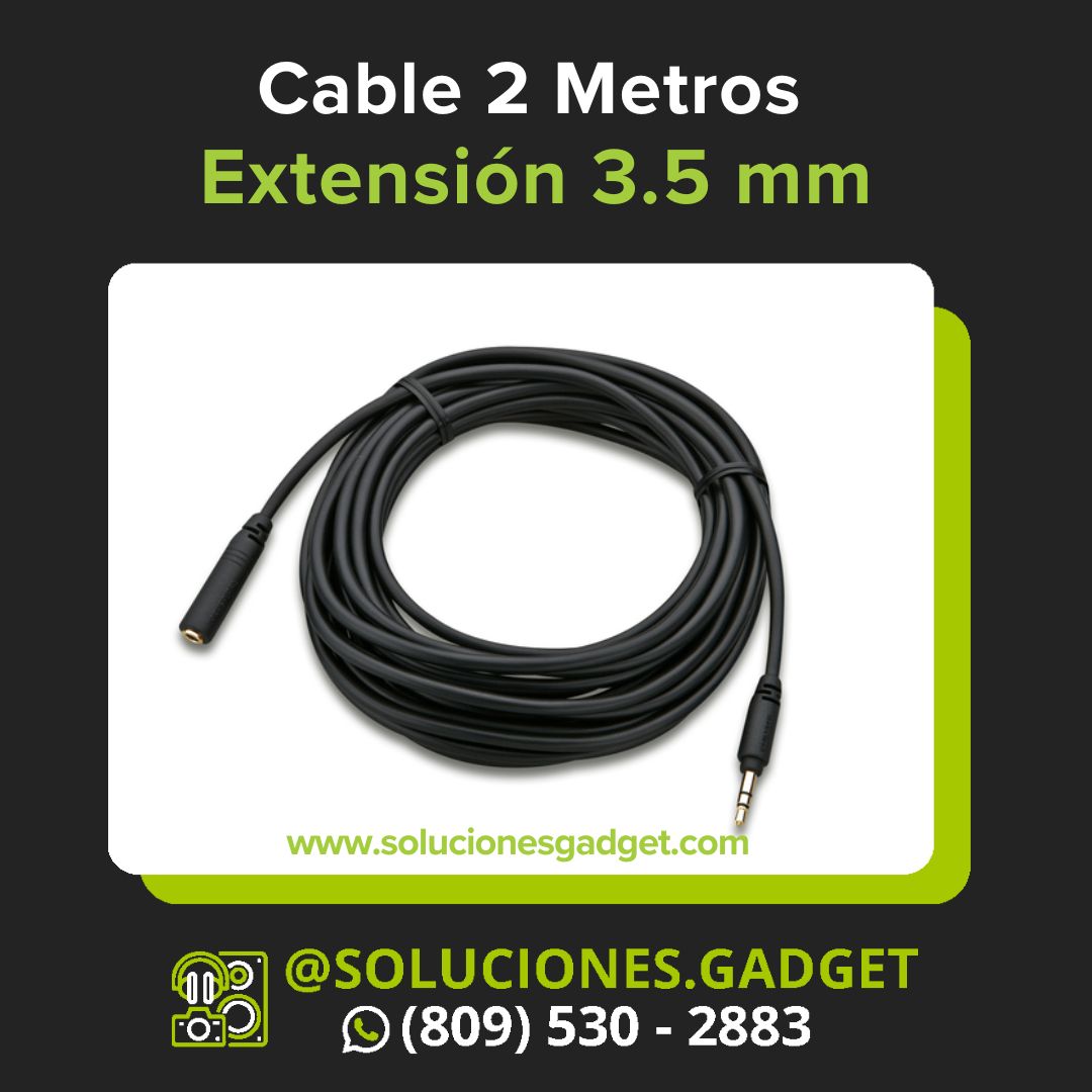 Extensión de Audio 3.5mm Macho a Hembra — 2 Metros Estéreo