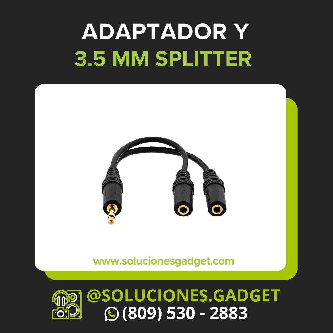 Adaptador Splitter 3.5 mm 1 Macho a 2 Hembras para Audífonos